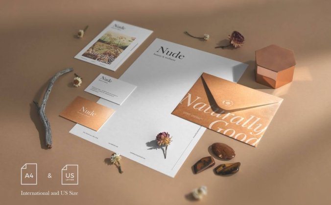 金黄色高端文具品牌VI样机PSD素材包