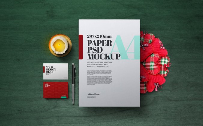 圣诞节主题A4传单海报花环PSD模型