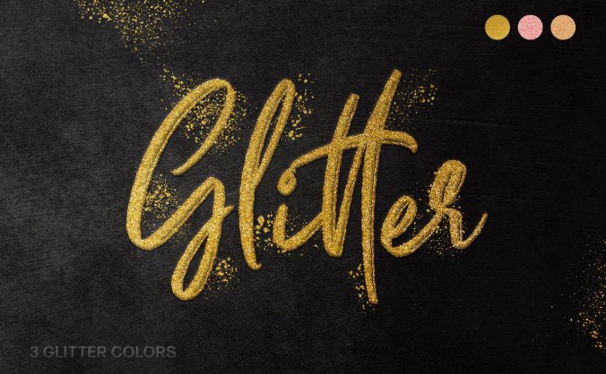 时尚逼真新年圣诞节闪光立体字效果PSD图层样式