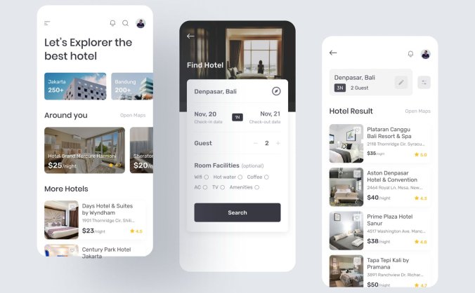 一套酒店预定APP UI素材模板