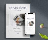 一套极简主义风格作品集手册VI设计素材模板