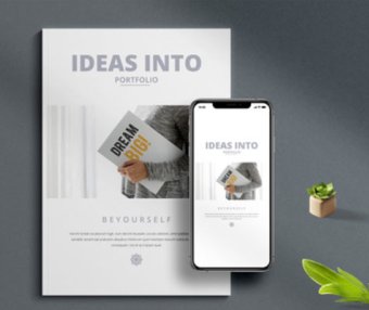 一套极简主义风格作品集手册VI设计素材模板