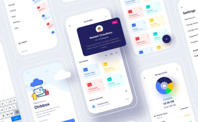 类似百度网盘云盘个人文件云存储业务APP UI素材
