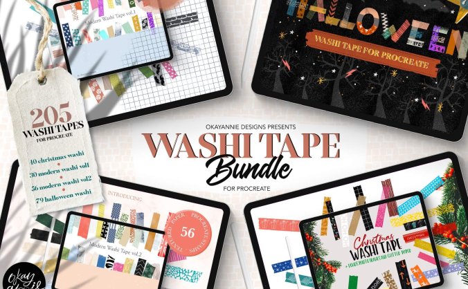 200+装饰纸胶带Procreate笔刷素材包