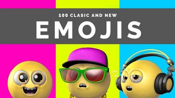 100个带有透明通道的3D卡通搞怪Emojis表情视频素材