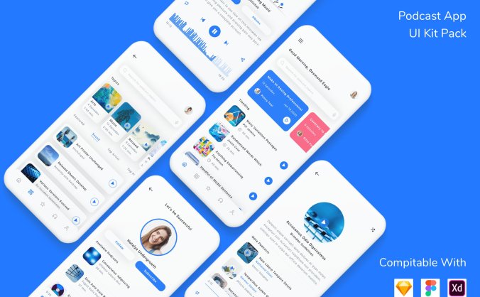 一款播客主题App UI Kit素材套装