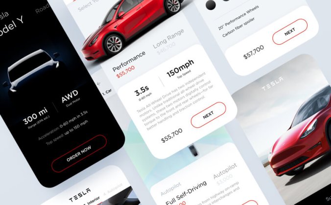6个特斯拉汽车主题应用APP UI KIT组件素材包