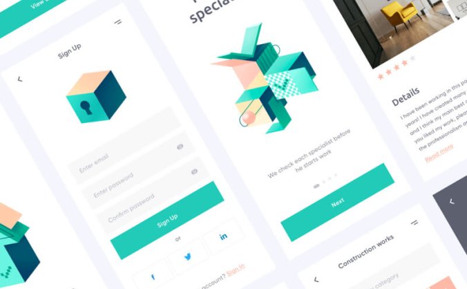 一套风格非常极简的APP UI Kit应用程序素材包