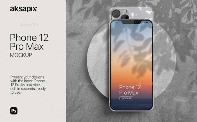 iPhone 12手机场景带光影PSD样机素材模板