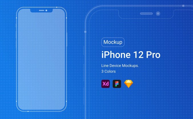 轻量级iPhone 12 Pro线性样机 APP UI展示素材