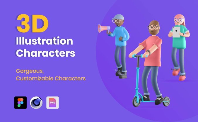 高端时尚C4D立体人物插画素材模型合集