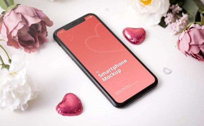 10个情人节场景元素iPhone手机样机PSD素材下载