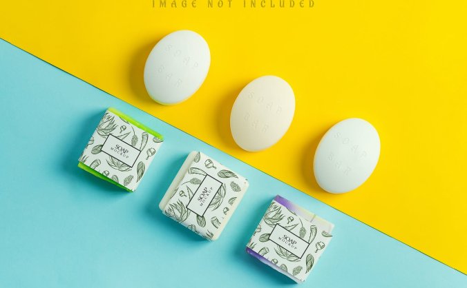 高端逼真肥皂香皂包装设计VI样机PSD素材