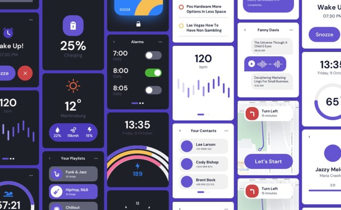 一套紫色高品质iWatch APP UI KITS素材包