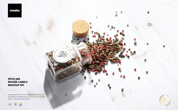 一套非常高级的香料罐圆形标签样机PSD素材合集