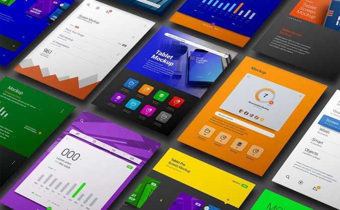 一套用于APP UI品牌设计的PSD样机素材