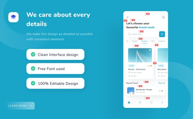 一套非常清新的概念版旅行主题APP UI素材包
