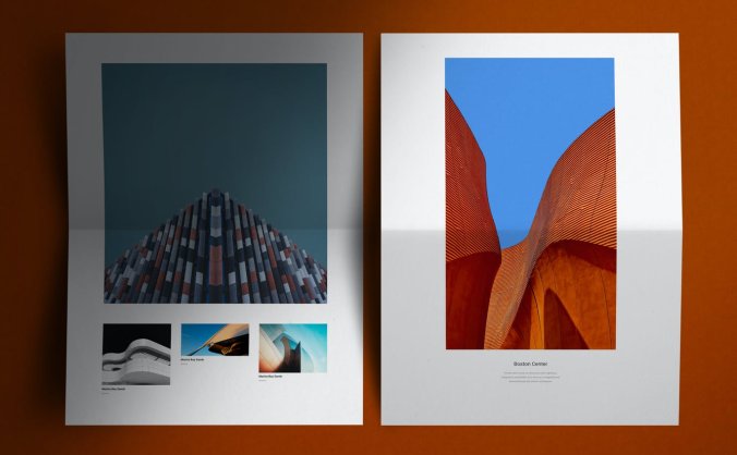 带有折痕的A4海报宣传单设计VI样机PSD素材