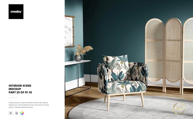 北欧家装风格室内场景PSD样机设计素材