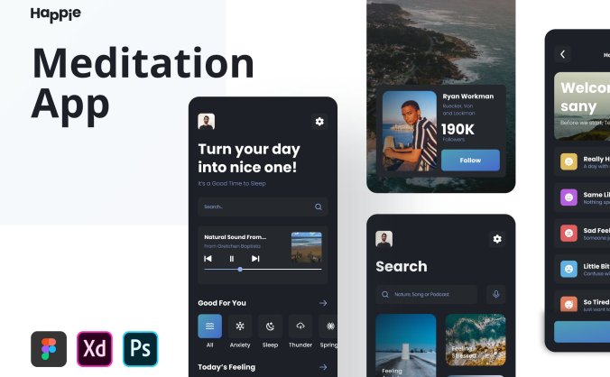 罕见冥想类主题APP UI素材包