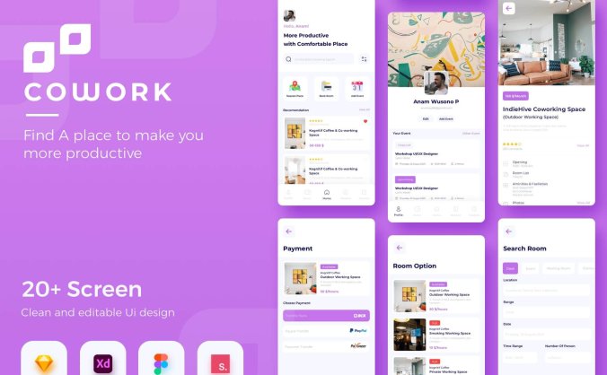 20个紫色简洁的租房APP UI KIT界面素材包
