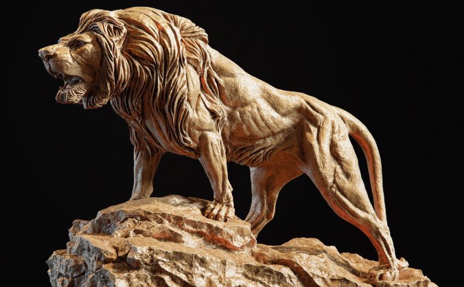 狮子雄狮狮子雕塑C4D模型素材