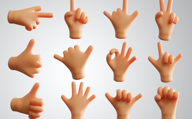 12个可爱的3D渲染手势素材合集