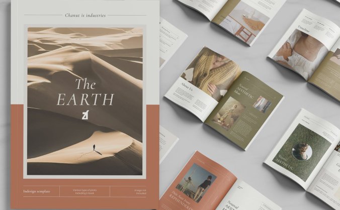 优雅时尚简约多用途品牌手册画册宣传册杂志VI设计模板