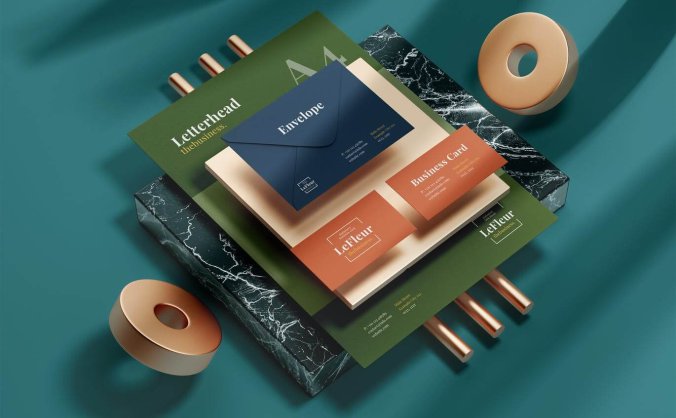 时尚高端现代的VI设计样机PSD素材模型