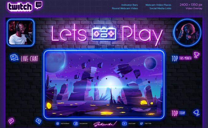 非常酷炫的霓虹游戏风格设计PSD素材