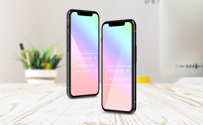 iPhone X手机APP UI样机展示PSD素材包