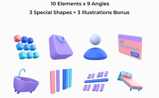 一组时尚高端C4D渲染3D立体图标icon大集合-FIG, PNG, PSD, SKETCH(Vol.1)