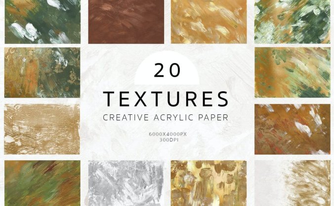 20个金色春天手绘油画底纹纹理背景素材