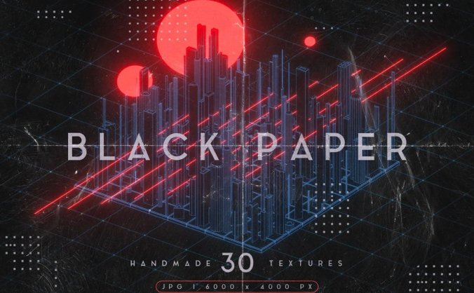 30个黑色酷炫纸张叠加纹理图案背景底纹图片素材包