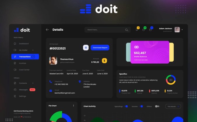 一套亮色调和暗色调个人银行后台管理界面UI素材