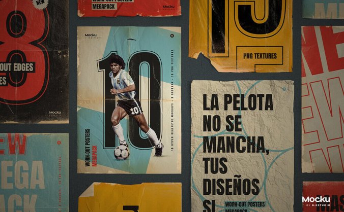 高品质破旧皱纹海报样机PSD素材