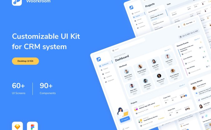 60个非常简洁的蓝色调CRM后台管理UI界面