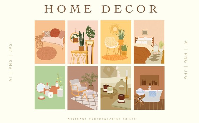 优雅时尚的温馨家庭装饰海报设计模板