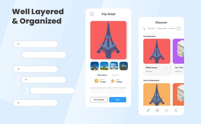 法国旅行社主题移动APP UI KIT素材