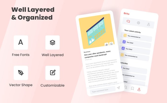 绚丽多彩简洁干净的新闻资讯APP UI素材包