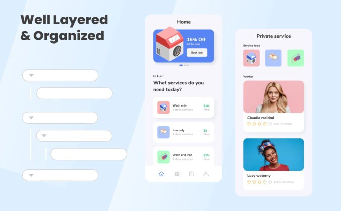 一套非常轻松的洗衣服务APP UI素材包