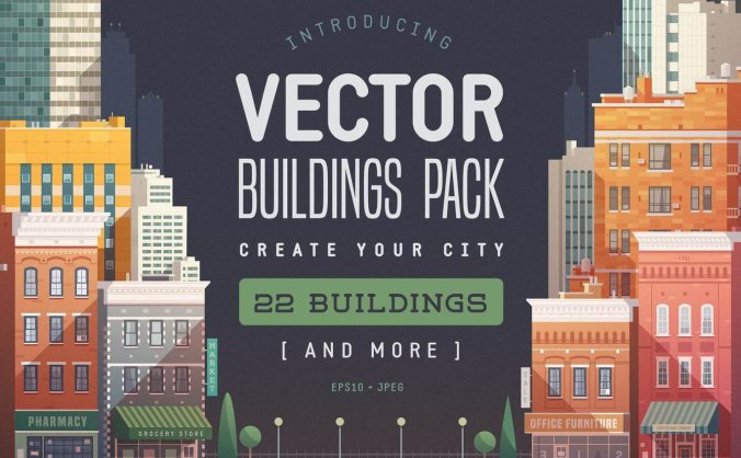 17个细节满满的房地产建筑楼房矢量插画素材合集