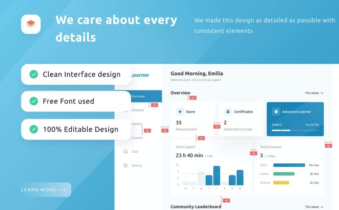一套学习主题相关后台管理网页UI素材模板