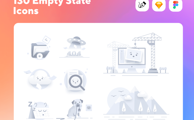 130个设计精致的空状态占位符图标