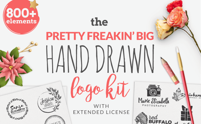 800+漂亮精致的手绘徽标LOGO设计素材元素