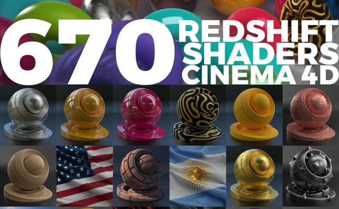 670个超逼真有细节的Redshift材质预设C4D素材包