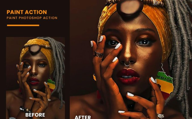 逼真有质感的手绘油画风格photoshop动作预设