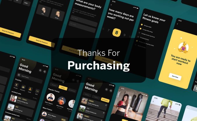 一套家庭健身APP UI KIT素材工具包