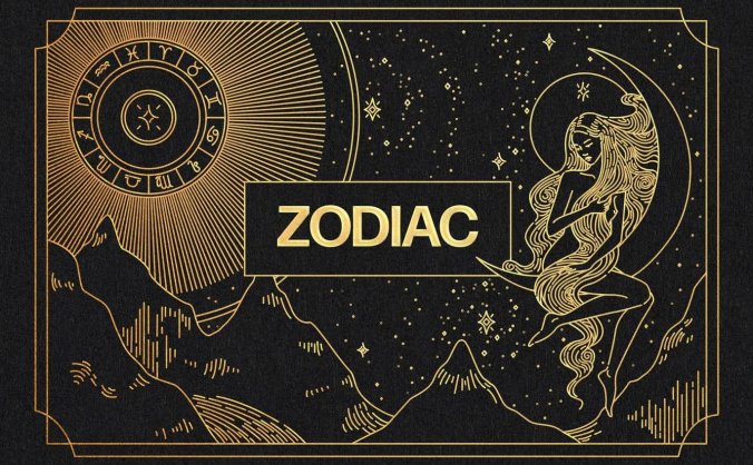 12个黑金色调12星座塔罗牌矢量插画素材包