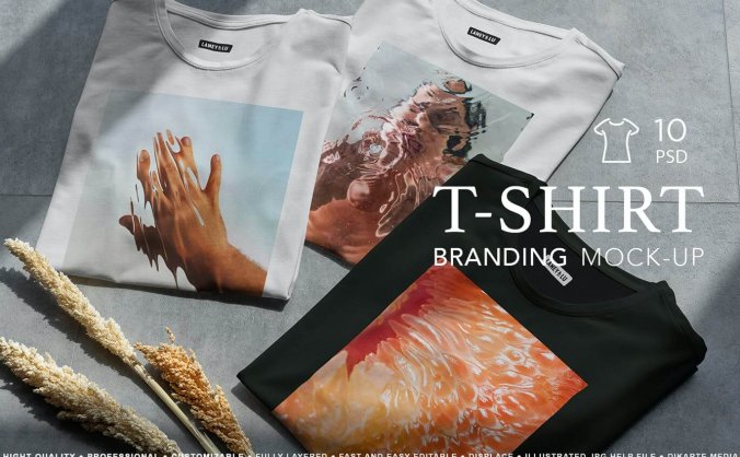 10个高端真实有逼格的T恤服装VI样机PSD素材包